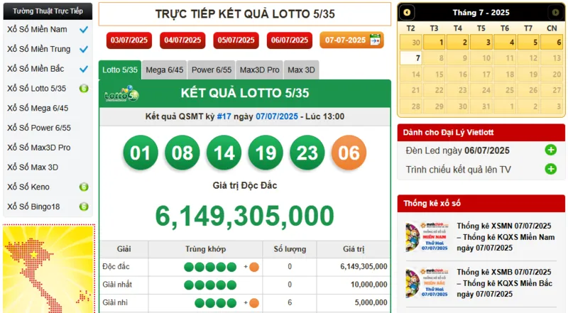 Mua Lotto 5/35 tại 99OK và theo dõi quay thưởng trực tiếp